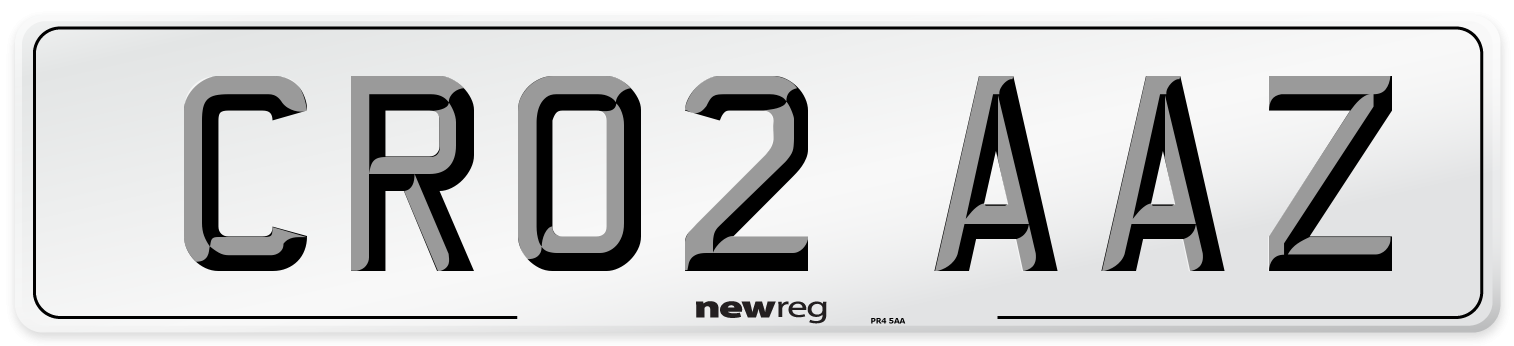 CR02 AAZ Number Plate from New Reg